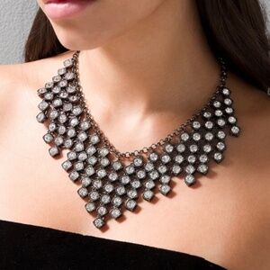 WHBM Hematite Waterfall Necklace and Earrings